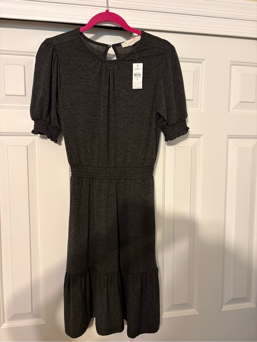 Loft NWT Charcoal Short Sleeve Midi Dress